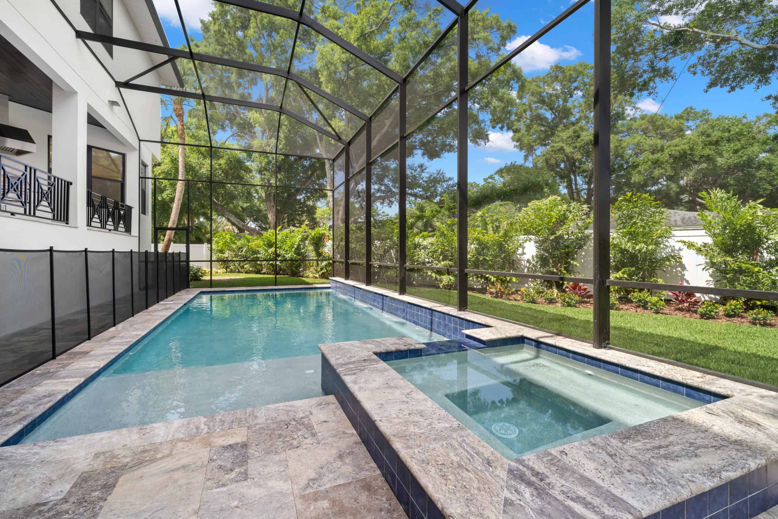 Pool and Jacuzzi - Sunset Park Modern Traditional Home